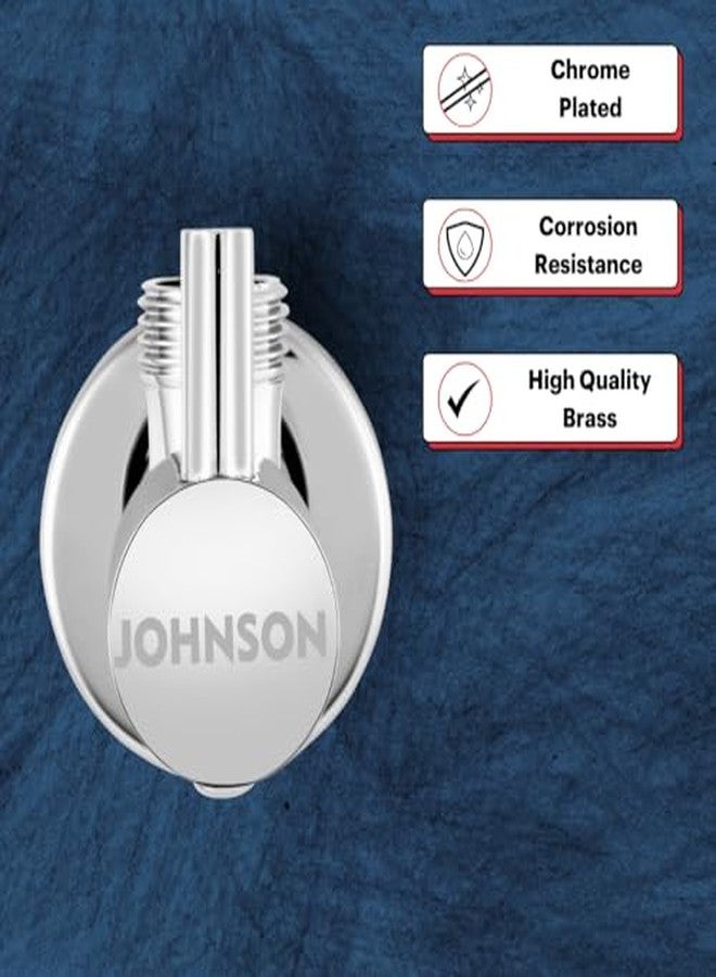 Johnson Bathrooms صنبور زاوية صغير من النحاس الأصفر من جونسون باثروومز مع شفة | صمام زاوية مثبت على الحائط بهيكل نحاسي مطلي بالكروم | صمام زاوية خارجي مطلي بالكروم (عبوة من قطعتين) - Image 3